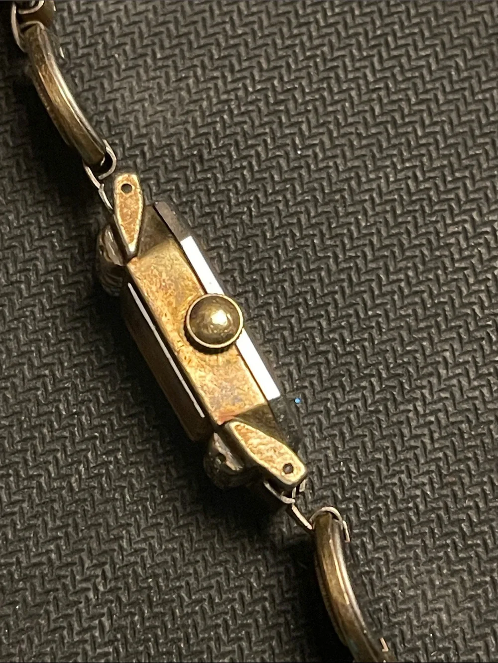 Vintage Women's Baylor Gold Oval Link Bracelet Watch with Crystals. 10k GF bezel